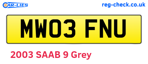 MW03FNU are the vehicle registration plates.