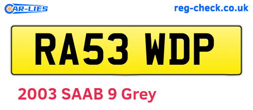 RA53WDP are the vehicle registration plates.
