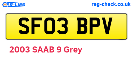 SF03BPV are the vehicle registration plates.