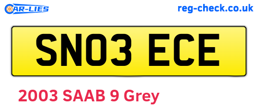 SN03ECE are the vehicle registration plates.