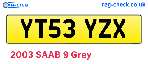 YT53YZX are the vehicle registration plates.