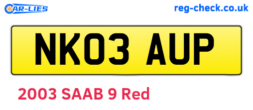 NK03AUP are the vehicle registration plates.