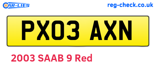 PX03AXN are the vehicle registration plates.