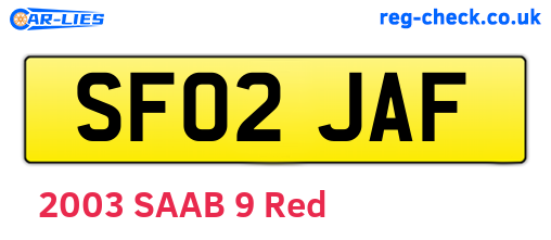 SF02JAF are the vehicle registration plates.
