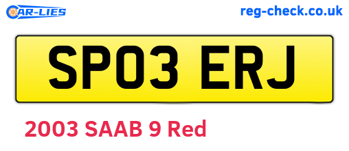 SP03ERJ are the vehicle registration plates.