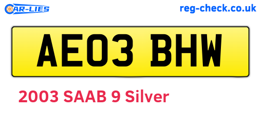 AE03BHW are the vehicle registration plates.