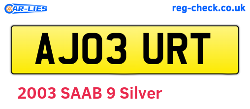 AJ03URT are the vehicle registration plates.