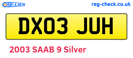 DX03JUH are the vehicle registration plates.