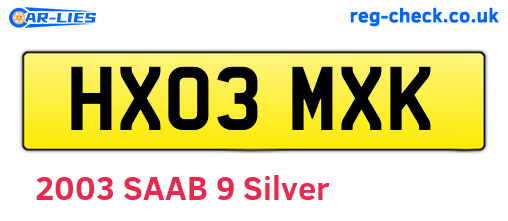 HX03MXK are the vehicle registration plates.