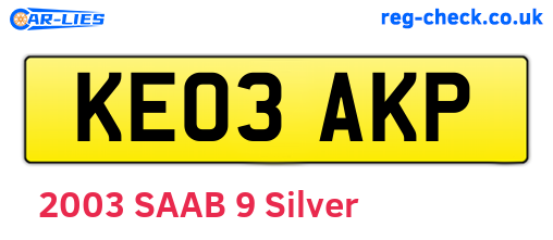 KE03AKP are the vehicle registration plates.