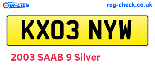 KX03NYW are the vehicle registration plates.