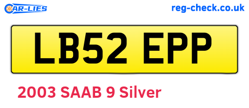 LB52EPP are the vehicle registration plates.