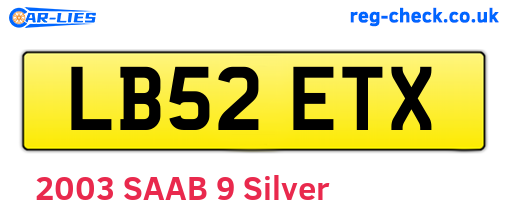 LB52ETX are the vehicle registration plates.