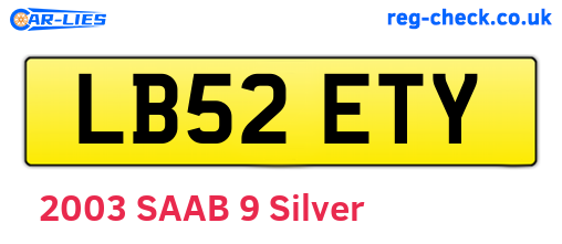 LB52ETY are the vehicle registration plates.