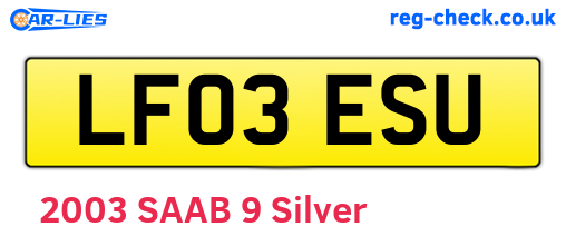LF03ESU are the vehicle registration plates.