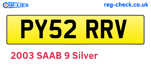 PY52RRV are the vehicle registration plates.