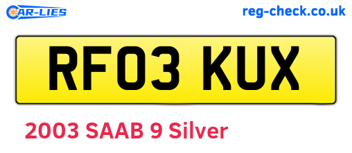RF03KUX are the vehicle registration plates.