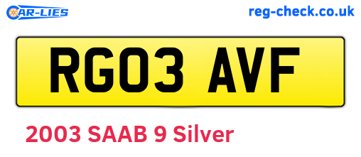RG03AVF are the vehicle registration plates.