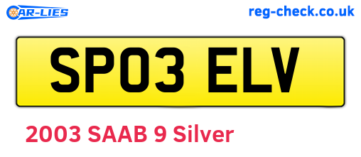 SP03ELV are the vehicle registration plates.