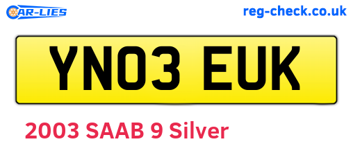 YN03EUK are the vehicle registration plates.