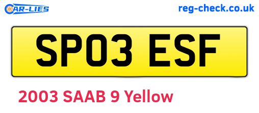 SP03ESF are the vehicle registration plates.