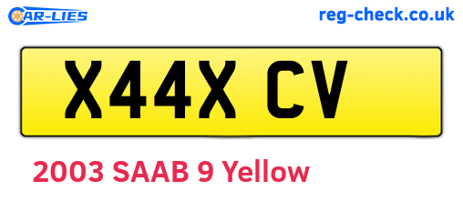 X44XCV are the vehicle registration plates.