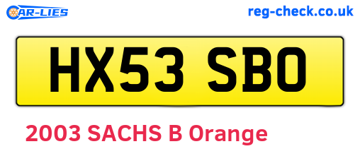 HX53SBO are the vehicle registration plates.