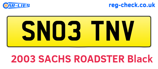 SN03TNV are the vehicle registration plates.