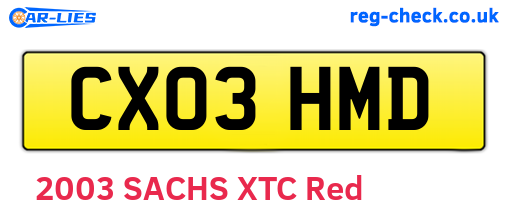 CX03HMD are the vehicle registration plates.