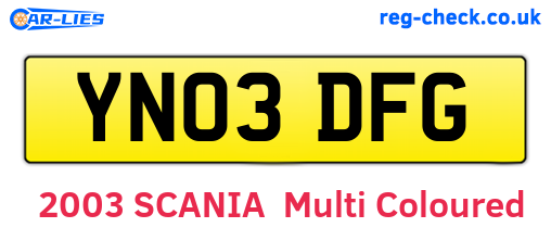 YN03DFG are the vehicle registration plates.
