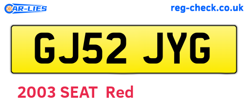 GJ52JYG are the vehicle registration plates.