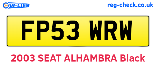 FP53WRW are the vehicle registration plates.