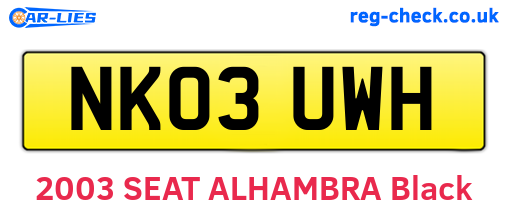 NK03UWH are the vehicle registration plates.