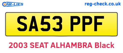 SA53PPF are the vehicle registration plates.