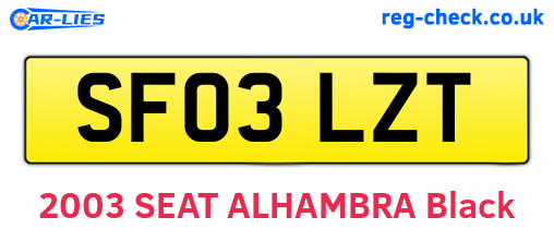 SF03LZT are the vehicle registration plates.