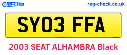 SY03FFA are the vehicle registration plates.