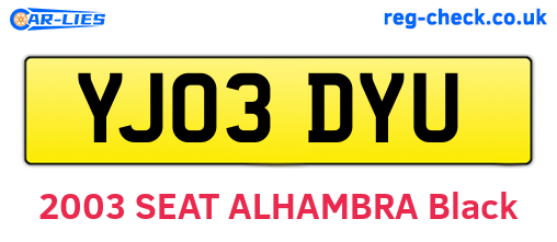 YJ03DYU are the vehicle registration plates.