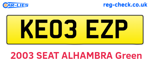 KE03EZP are the vehicle registration plates.