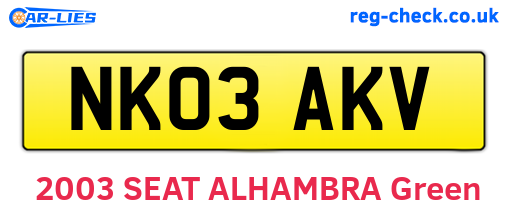 NK03AKV are the vehicle registration plates.