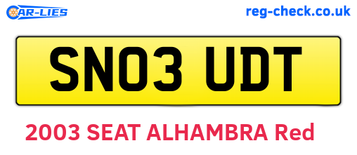 SN03UDT are the vehicle registration plates.