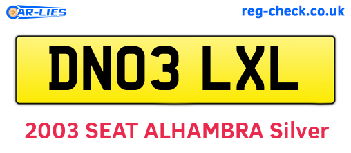 DN03LXL are the vehicle registration plates.