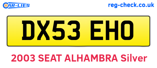 DX53EHO are the vehicle registration plates.