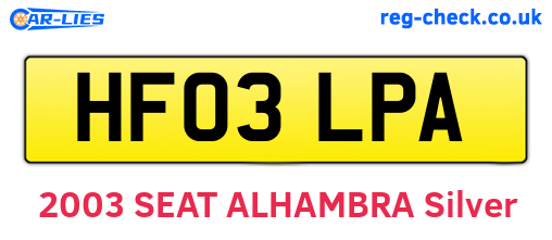 HF03LPA are the vehicle registration plates.