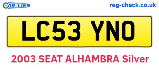 LC53YNO are the vehicle registration plates.
