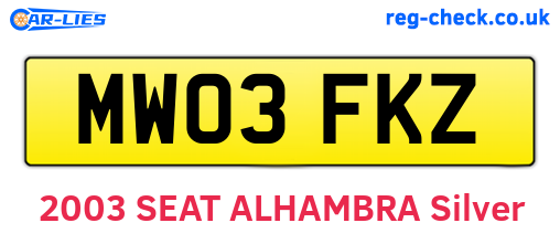 MW03FKZ are the vehicle registration plates.