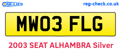MW03FLG are the vehicle registration plates.