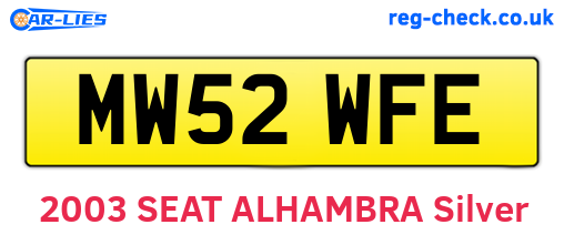 MW52WFE are the vehicle registration plates.