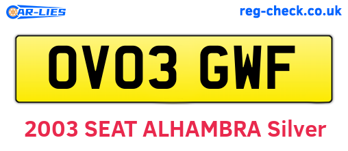 OV03GWF are the vehicle registration plates.