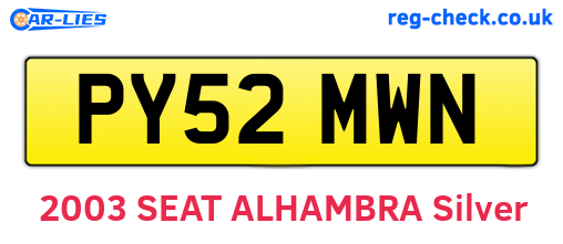 PY52MWN are the vehicle registration plates.