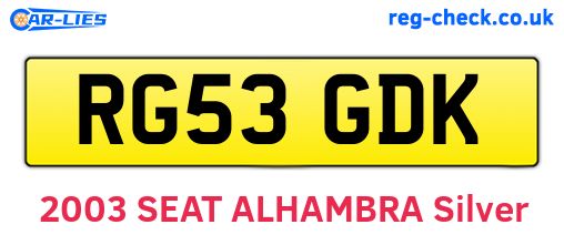 RG53GDK are the vehicle registration plates.